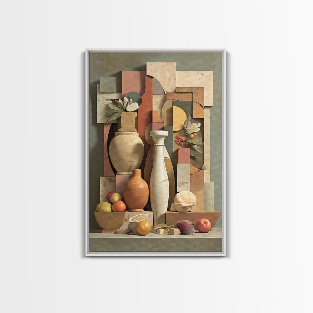 Modern Sculptural Shapes Rendered as Painted Forms Canvas Print, Art, Neutral Decor, Living Room Decor, Abstract Art, ART-2x3-14