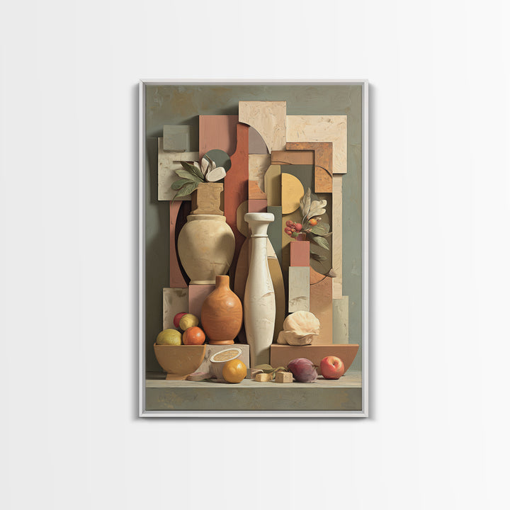 Modern Sculptural Shapes Rendered as Painted Forms Canvas Print, Art, Neutral Decor, Living Room Decor, Abstract Art, ART-2x3-14
