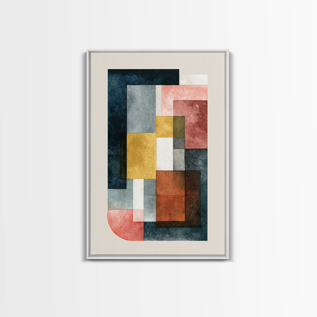 Geometric Color Study Framed Canvas Print, Art, Textured Painting, Living Room Decor, Fine Art, Digital Wall Art, ART-2x3-17