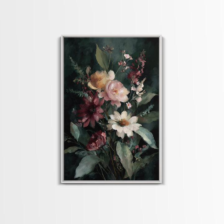 Painterly Meadow with Loose Impressionist Flowers Canvas Print, Art, Boho Wall Art, Living Room Decor, Fine Art, ART-2x3-23