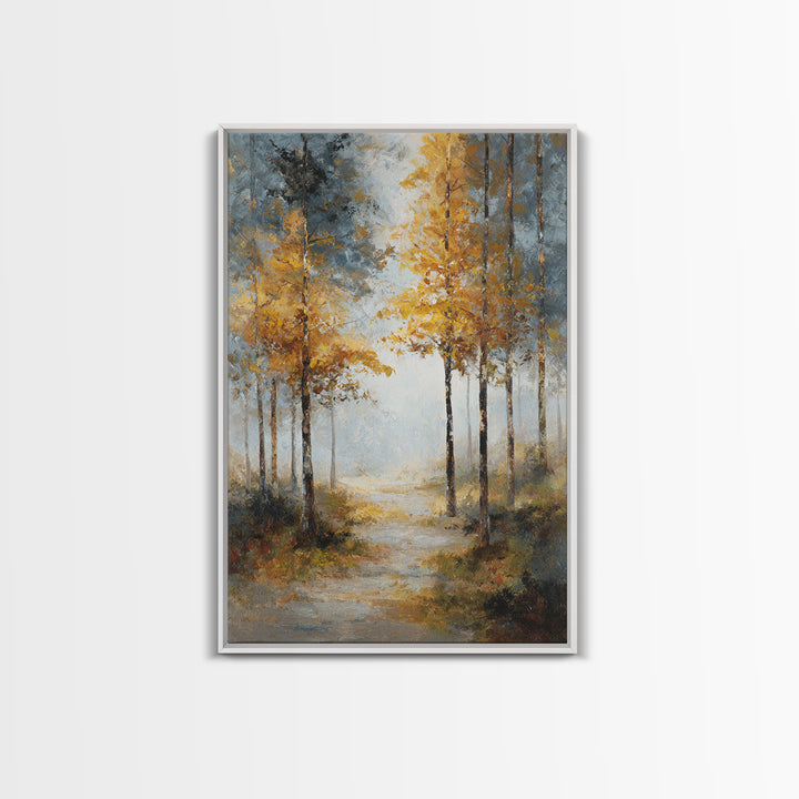 Woodland Path with Golden Autumn Atmosphere Canvas Print, Art, Printable Art, Living Room Decor, Fine Art, Statement Artwork, ART-2x3-31