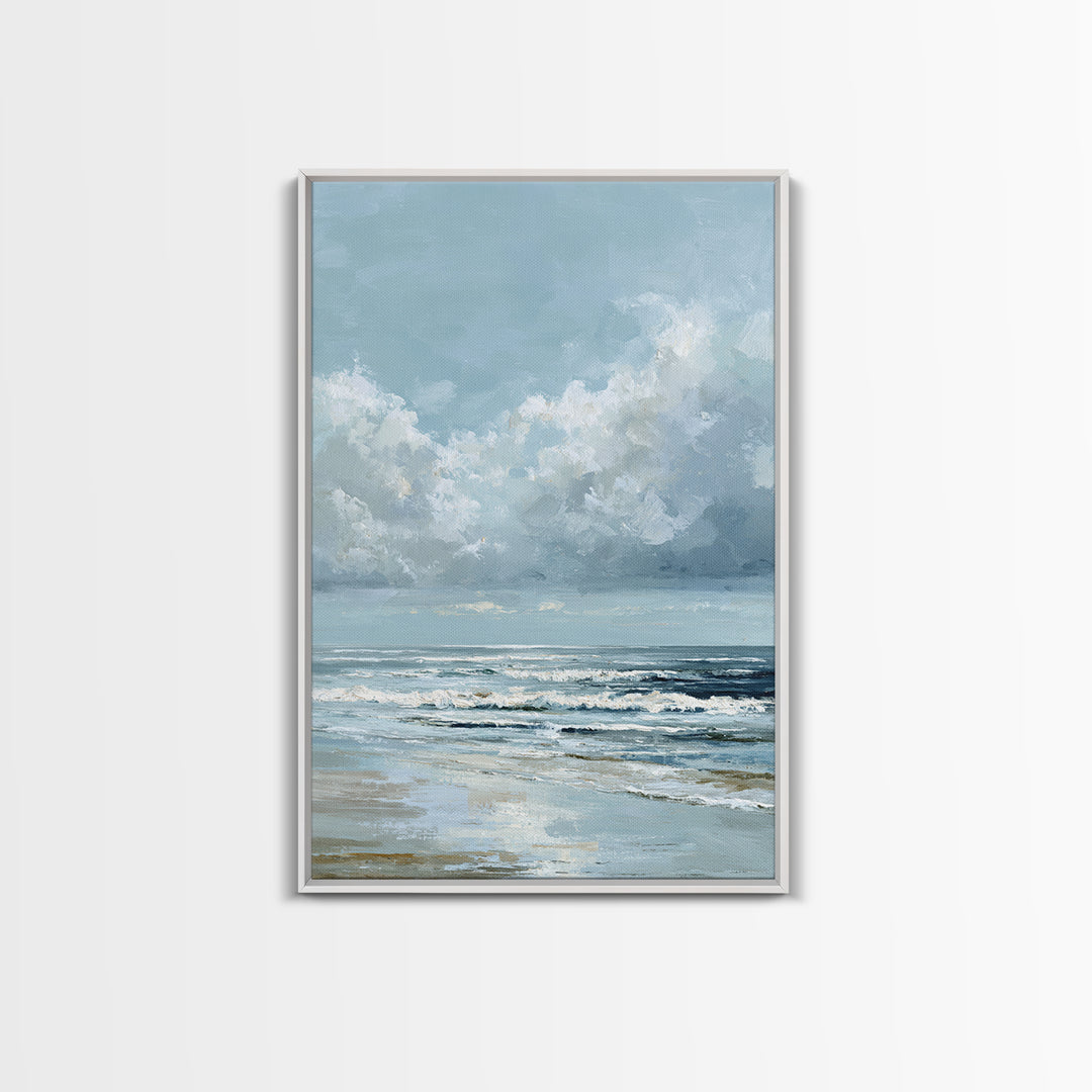 Dramatic Seascape with Foam and Storm Clouds Canvas Print, Art, Canvas Art, Living Room Decor, Fine Art, Horizontal Wall Art, ART-2x3-32