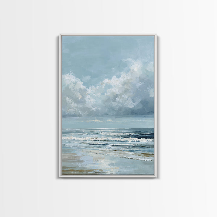 Dramatic Seascape with Foam and Storm Clouds Canvas Print, Art, Canvas Art, Living Room Decor, Fine Art, Horizontal Wall Art, ART-2x3-32