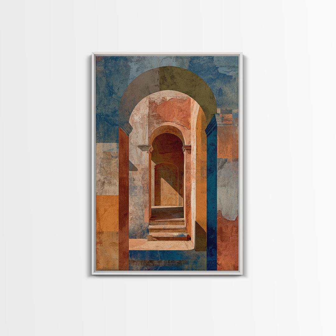 Architectural Archway in Warm Mediterranean Light Framed Canvas Print, Art, Gallery Decor, Living Room Decor, Fine Art, ART-2x3-6