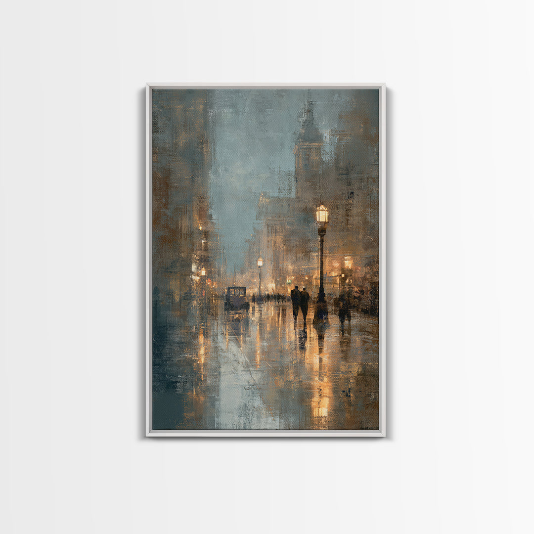 Moody City Scene Reflected Canvas Print, Art, Room Decor, Living Room Decor, Oil Painting, Art Commission, Digital Wall Art, ART-2x3-66
