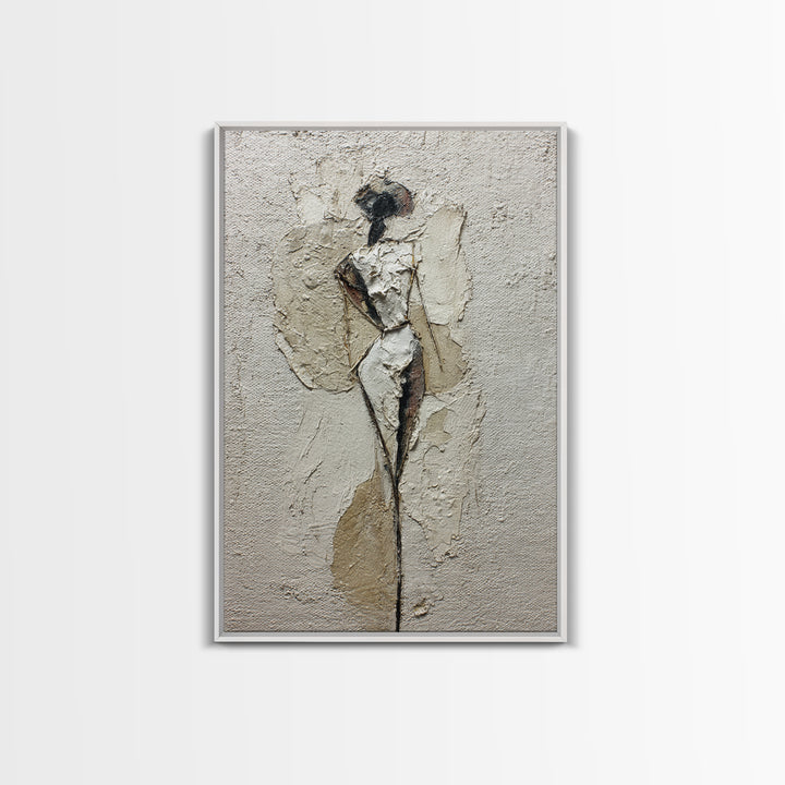 Simple Monochrome Figure Study Framed Canvas Print, Art, Minimalist Decor, Living Room Decor, Fine Art, Large Wall Art, ART-2x3-68