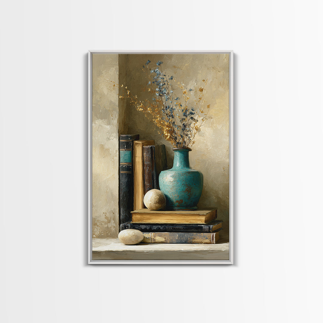 Sunlit Interior Still Life Framed Canvas Print, Art, Art Prints, Living Room Decor, Fine Art, Framed Wall Art, ART-2x3-94