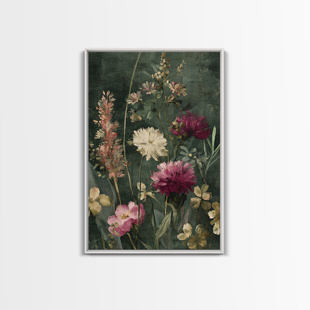 Painterly Meadow with Loose Impressionist Flowers Canvas Print, Art, Wall Art Prints, Living Room Decor, Watercolor Art, ART-2x3-95
