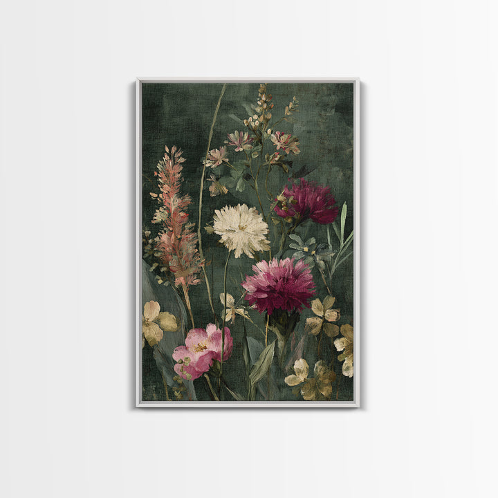 Painterly Meadow with Loose Impressionist Flowers Canvas Print, Art, Wall Art Prints, Living Room Decor, Watercolor Art, ART-2x3-95