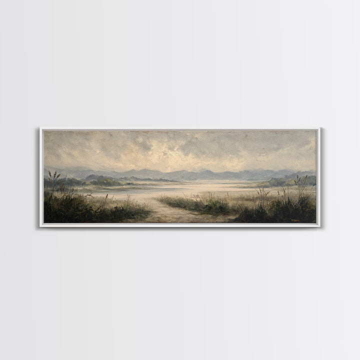 Classic Landscape with Winding River and Atmospheric Canvas Print, Art, Gallery Decor, Living Room Decor, Fine Art, ART-3x1-19