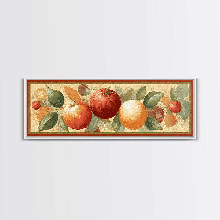Bold Pop Fruit Composition Framed Canvas Print, Art, Boho Wall Art, Living Room Decor, Watercolor Art, Textured Painting, ART-3x1-32