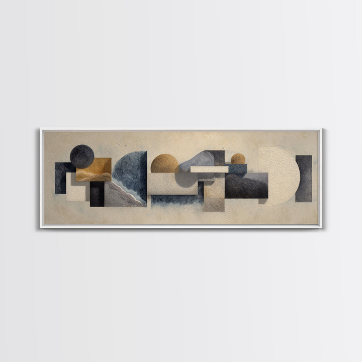 Modern Sculptural Shapes Rendered as Painted Forms Canvas Print, Art, Large Wall Art, Living Room Decor, Abstract Art, ART-3x1-46