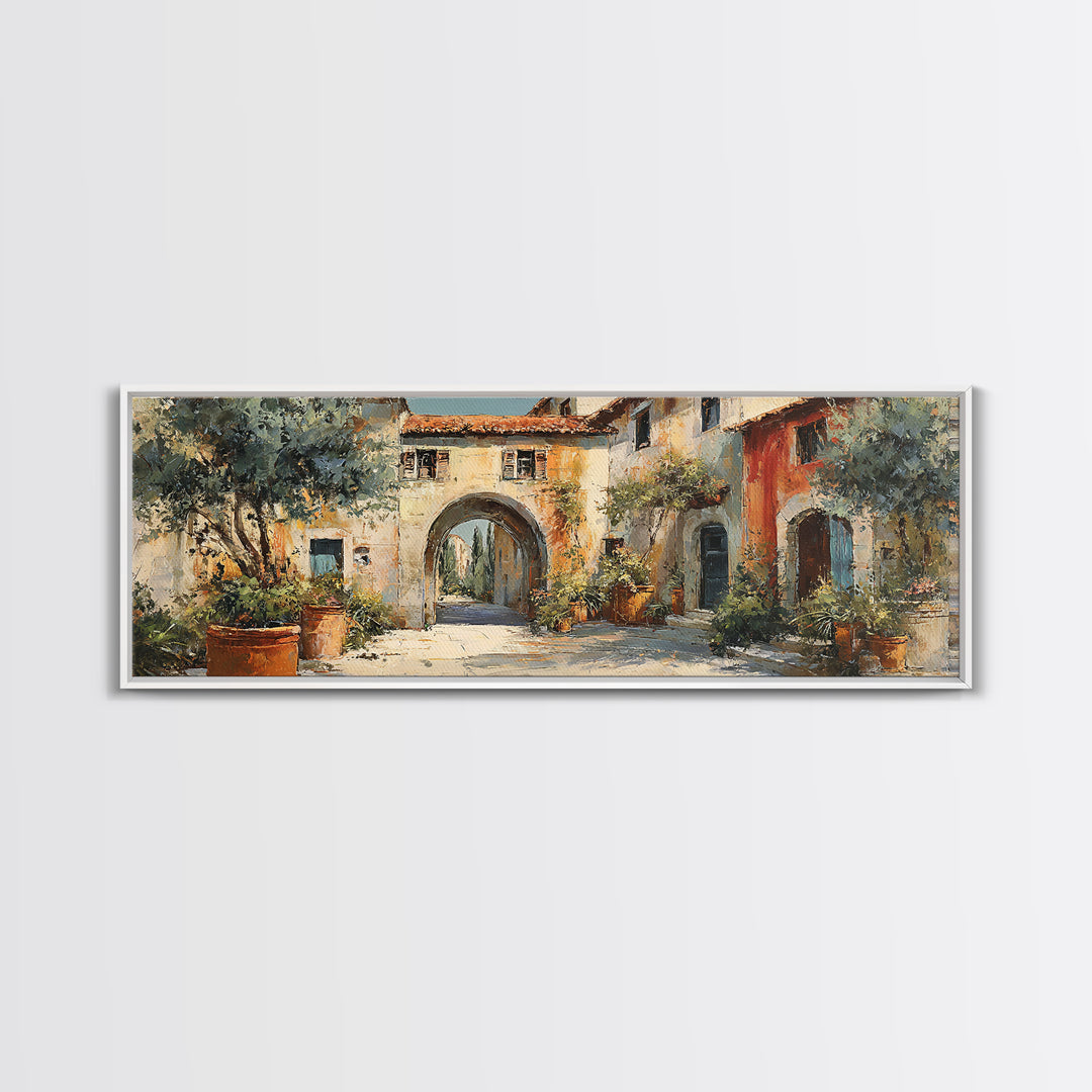 Architectural Archway in Warm Mediterranean Light Canvas Print, Art, Abstract Wall Art, Living Room Decor, Oil Painting, ART-3x1-62