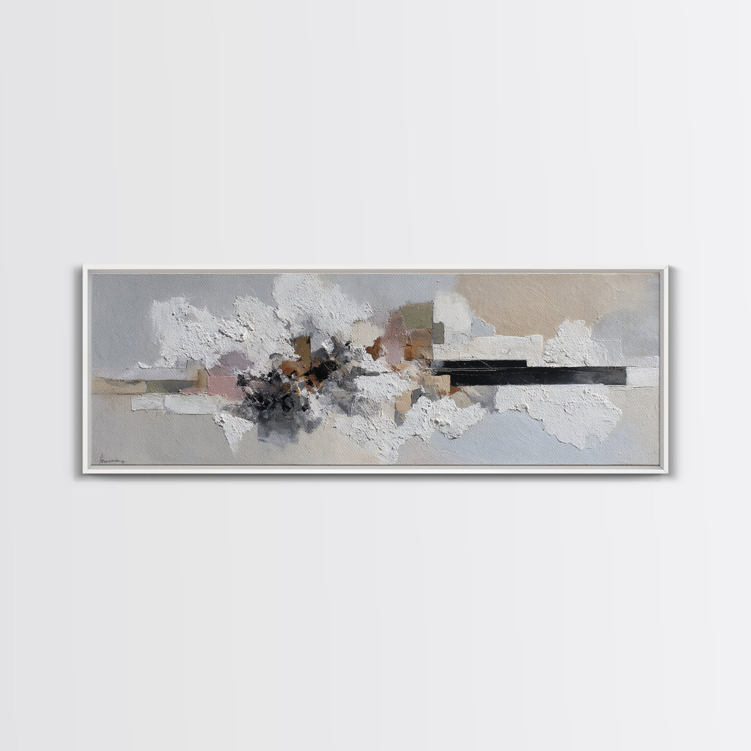 Textured Neutral Abstraction Framed Canvas Print, Art, Art Nouveau, Living Room Decor, Fine Art, Abstract Wall Art, ART-3x1-77