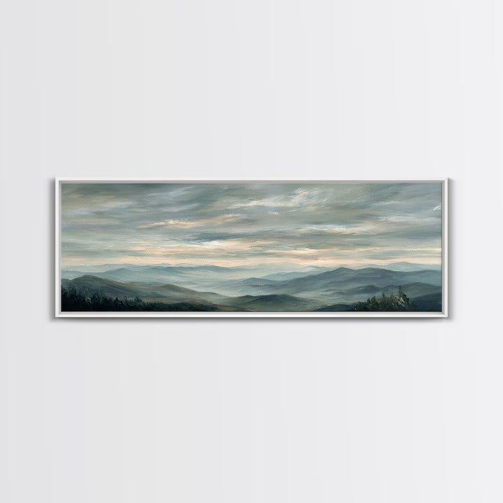 Quiet Mountain Scene Framed Canvas Print, Art, Framed Wall Art, Living Room Decor, Fine Art, Resin Art, Boho Wall Art, ART-3x1-81