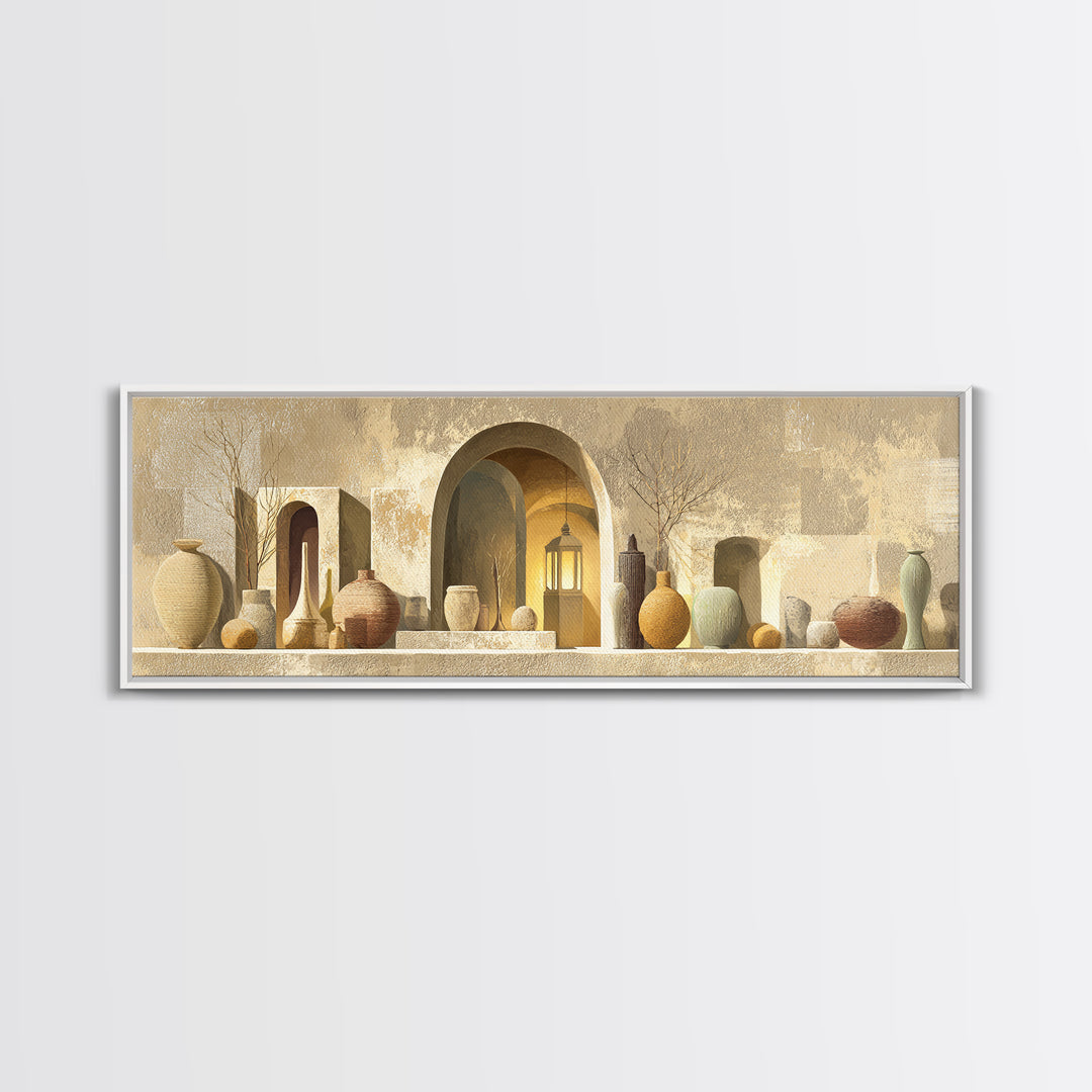 Architectural Archway in Warm Mediterranean Light Canvas Print, Art, Digital Art, Living Room Decor, Watercolor Art, ART-3x1-86