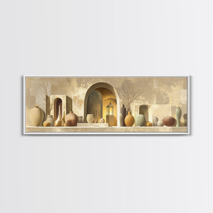 Architectural Archway in Warm Mediterranean Light Canvas Print, Art, Digital Art, Living Room Decor, Watercolor Art, ART-3x1-86