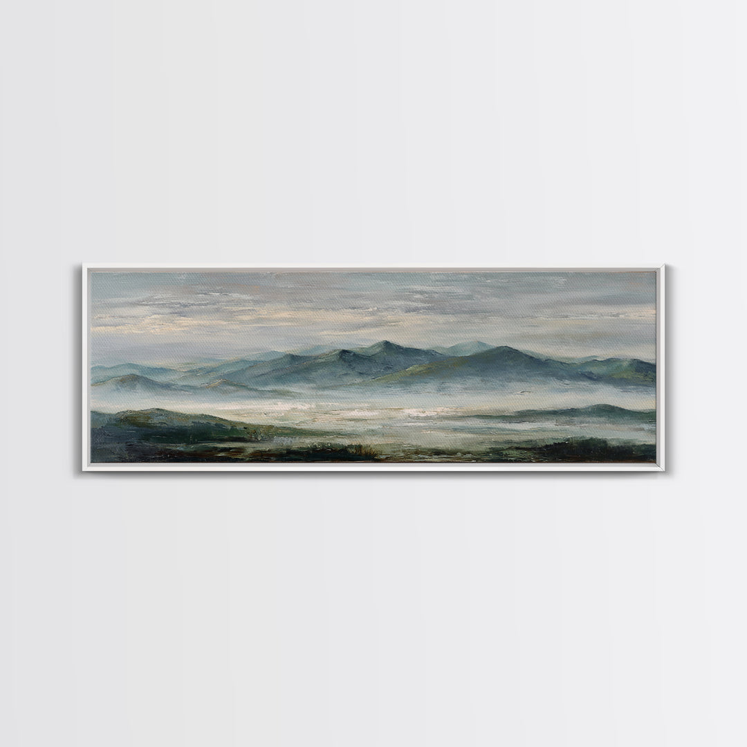 Quiet Mountain Scene Framed Canvas Print, Art, Art Print, Living Room Decor, Fine Art, Canvas Wall Art, Abstract Art, ART-3x1-9