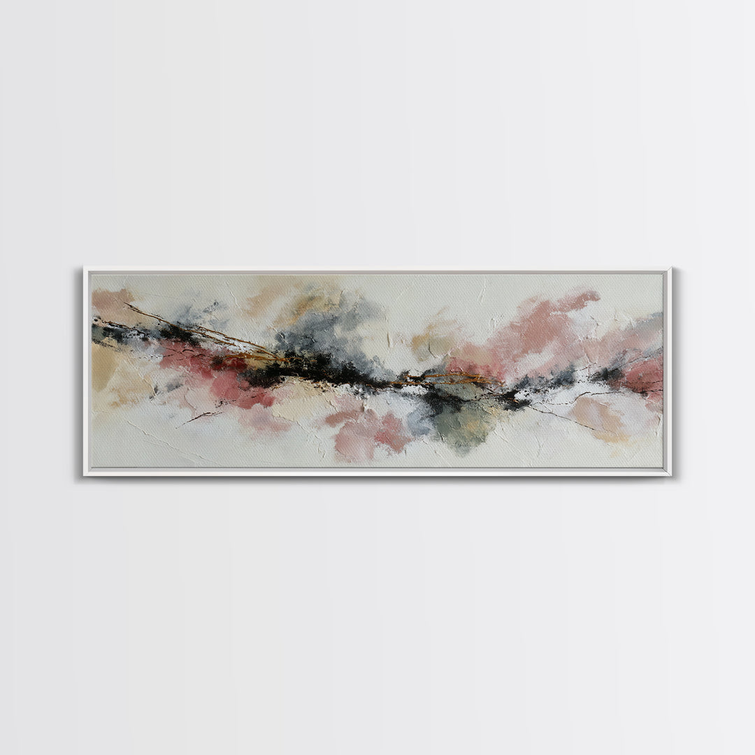 Contemporary Abstract with Layered Pigments and Energetic Canvas Print, Art, Canvas Wall Art, Living Room Decor, ART-3x1-90