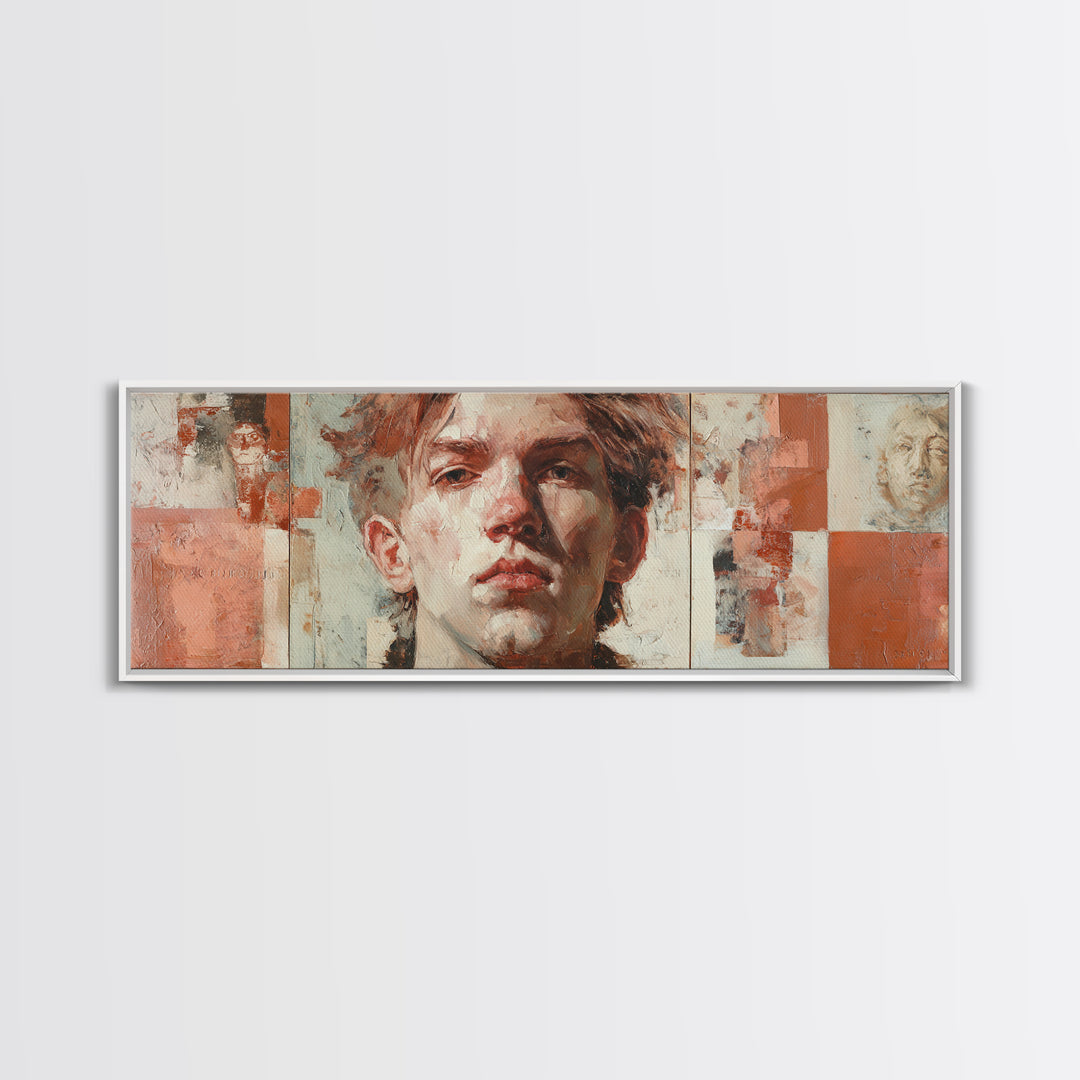 Expressive Portrait with Dramatic Light and Textured Canvas Print, Art, Art Print, Living Room Decor, Fine Art, ART-3x1-92