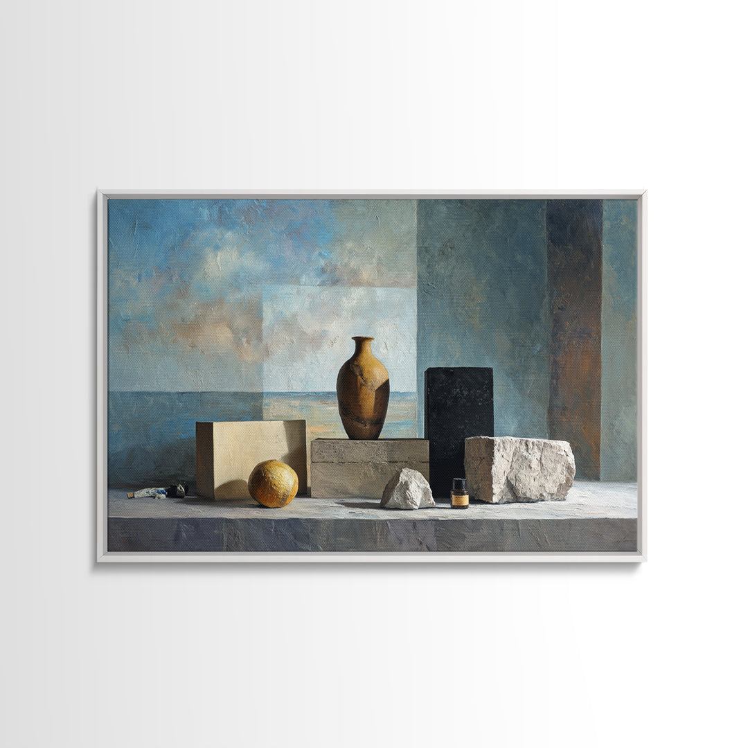 Modern Sculptural Shapes Rendered as Painted Forms Framed Canvas Print, Art, Wall Art Prints, Living Room Decor, Fine Art, ART-3x2-10