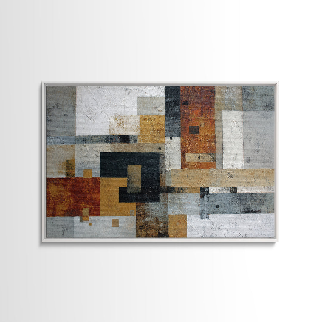 Geometric Color Study Framed Canvas Print, Art, Art Commission, Living Room Decor, Abstract Art, Black Art, Framed Art, ART-3x2-13