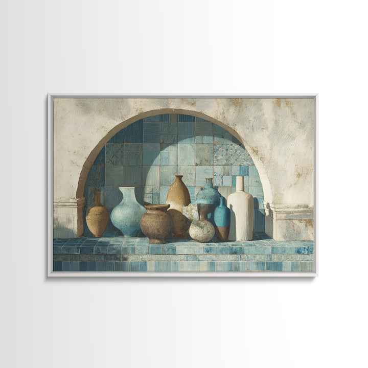 Architectural Archway in Warm Mediterranean Light Canvas Print, Art, Digital Art, Living Room Decor, Watercolor Art, ART-3x2-26