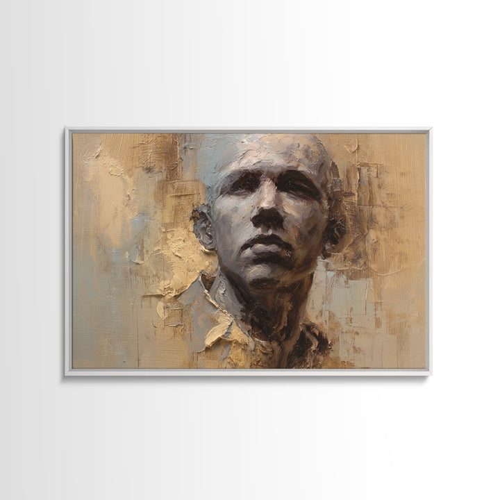 Expressive Portrait with Dramatic Light and Textured Canvas Print, Art, Art Commission, Living Room Decor, Fine Art, ART-3x2-32