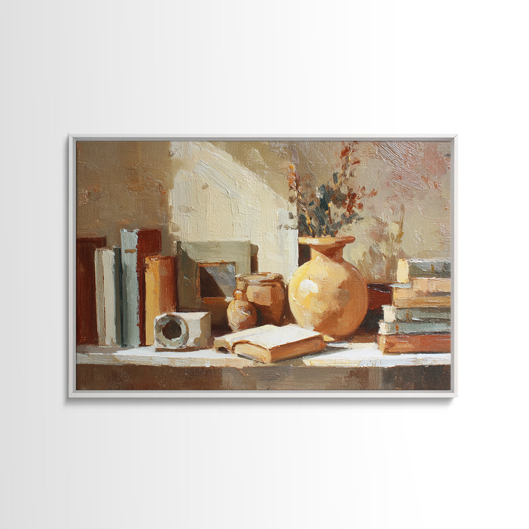 Sunlit Interior Still Life Canvas Print, Art, Art Commission, Living Room Decor, Fine Art, Black Art, Framed Art, ART-3x2-42
