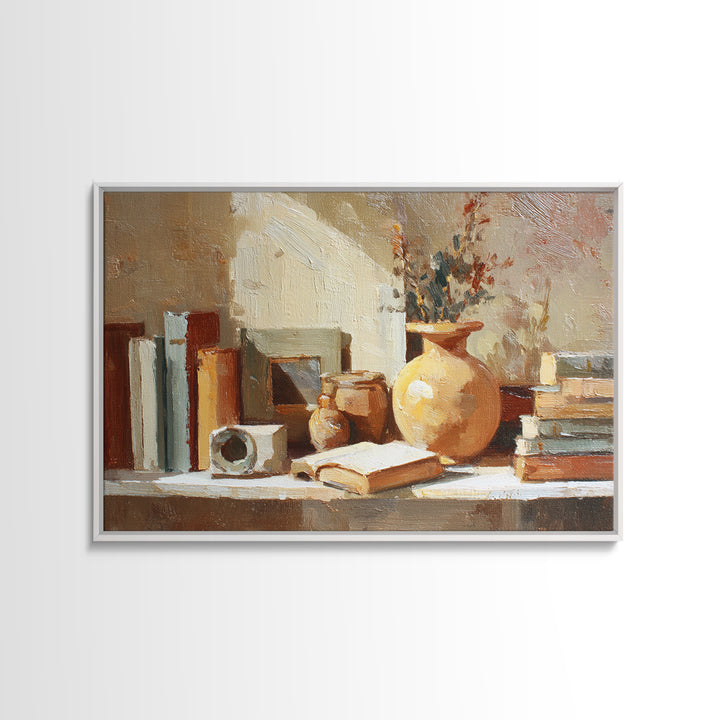 Sunlit Interior Still Life Canvas Print, Art, Art Commission, Living Room Decor, Fine Art, Black Art, Framed Art, ART-3x2-42