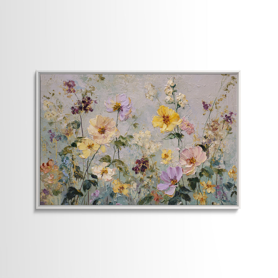 Painterly Meadow with Loose Impressionist Flowers Canvas Print, Art, Canvas Art, Living Room Decor, Fine Art, ART-3x2-43
