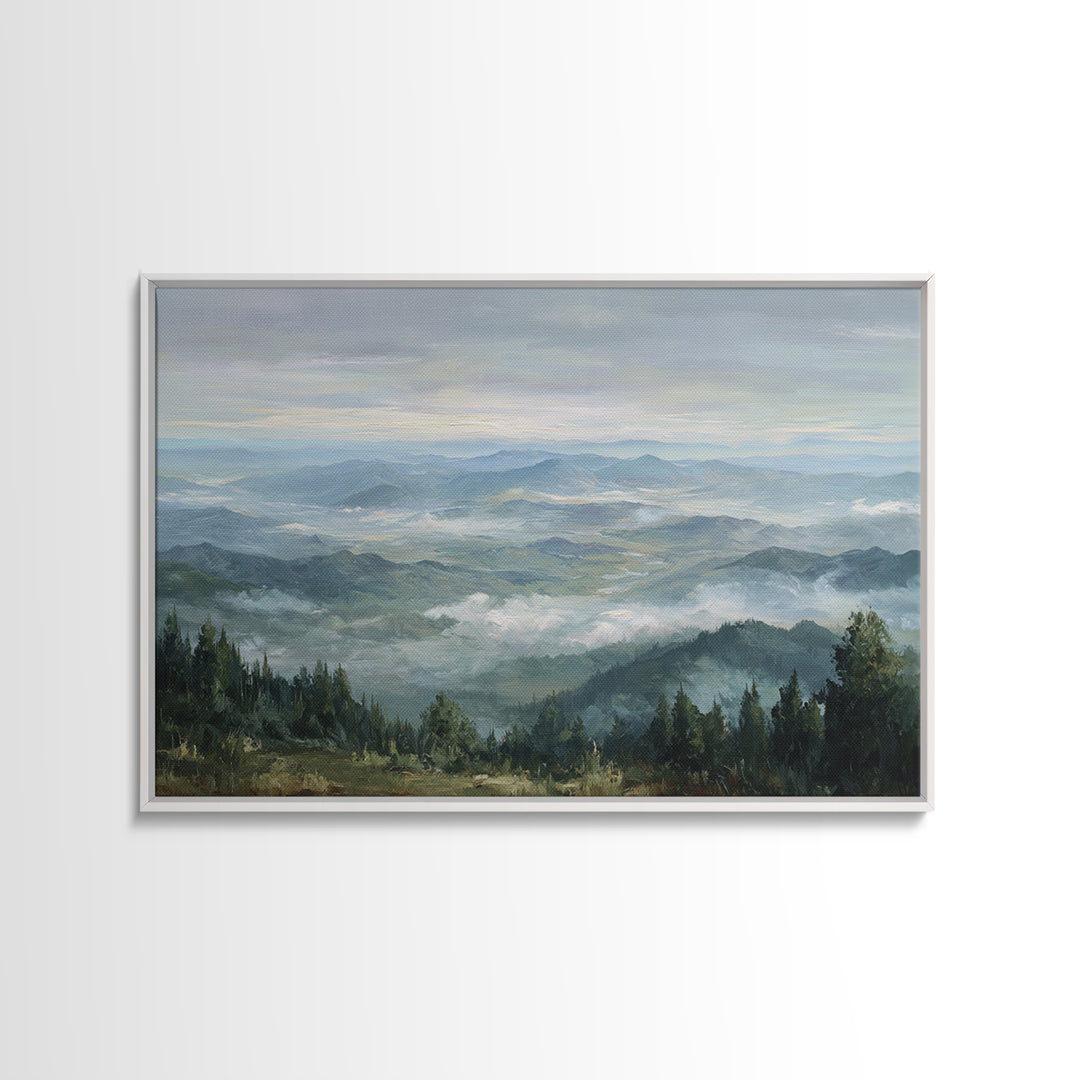Quiet Mountain Scene Framed Canvas Print, Art, Canvas Wall Art, Living Room Decor, Fine Art, Boho Wall Art, Pink Wall Art, ART-3x2-69