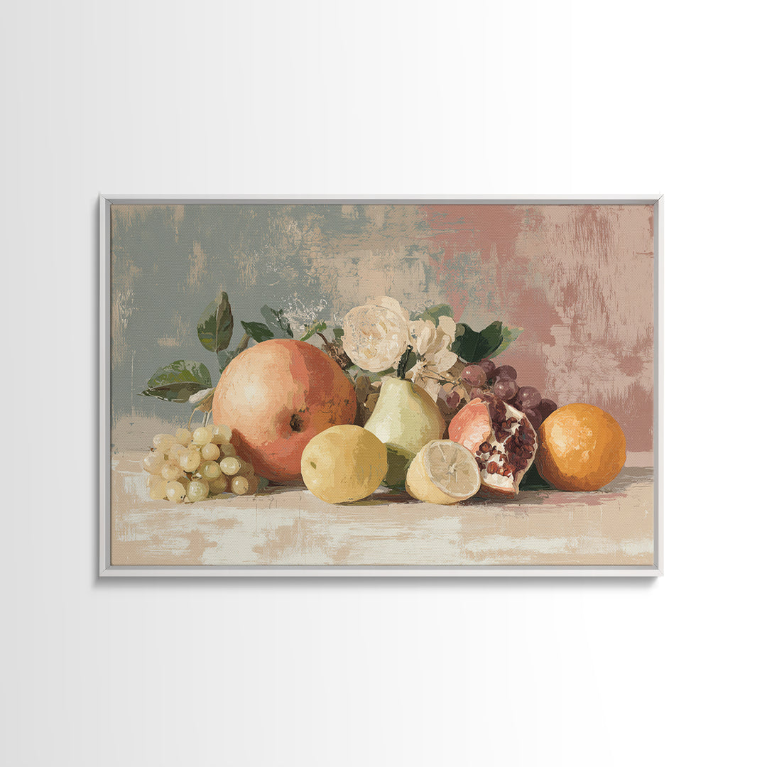 Bold Pop Fruit Composition Framed Canvas Print, Art, Boho Wall Art, Living Room Decor, Fine Art, Textured Painting, ART-3x2-92