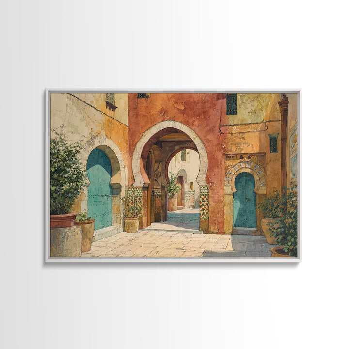 Architectural Archway in Warm Mediterranean Light Canvas Print, Art, Canvas Wall Art, Living Room Decor, Fine Art, ART-3x2-98