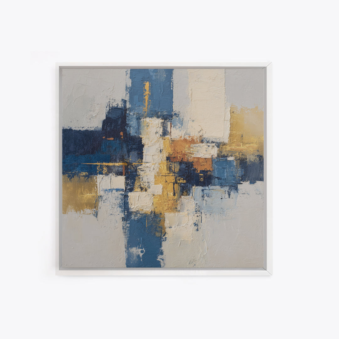 Bold Navy and Ivory Abstract Brushwork Canvas Print, Above Sofa Art, Horizontal Wall Art, Living Room Decor, Abstract Art, ASA-1x1-18