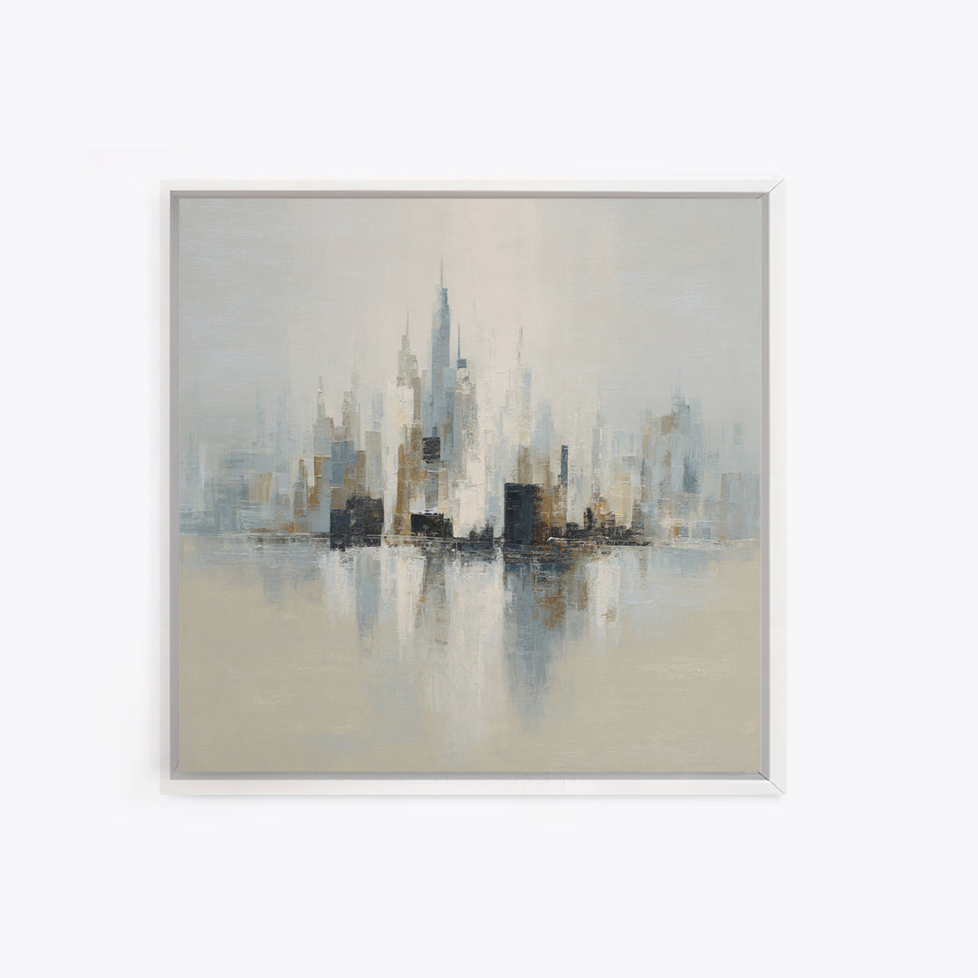 Quiet City Skyline Reduced to Elegant Shapes Canvas Print, Above Sofa Art, Oversized Wall Art, Living Room Decor, Statement, ASA-1x1-22