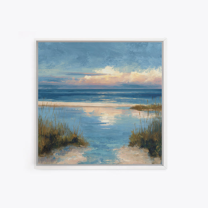 Moody Seascape at Twilight Canvas Print, Above Sofa Art, Living Room Decor, Watercolor Art, Statement 036, Set of Prints, ASA-1x1-36