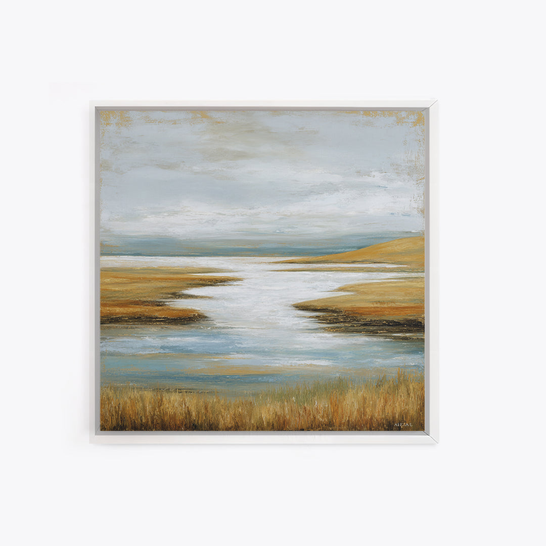 Abstract River Bends Framed Canvas Print, Above Sofa Art, Horizontal Wall Art, Living Room Decor, Fine Art, Statement, ASA-1x1-47