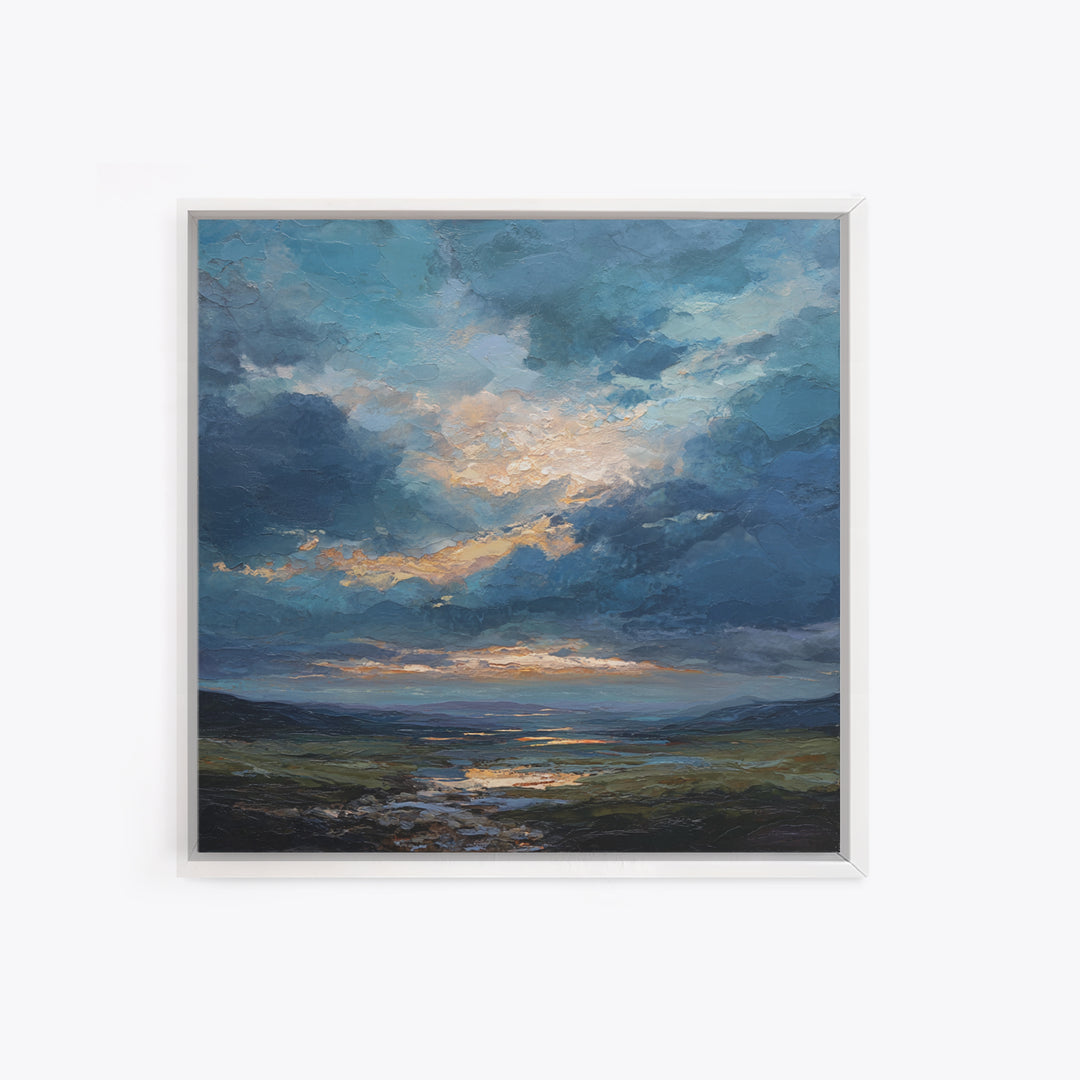 Dramatic Cloudscape over a Distant Valley Canvas Print, Above Sofa Art, Above Bed Decor, Living Room Decor, Fine Art, Statement, ASA-1x1-5