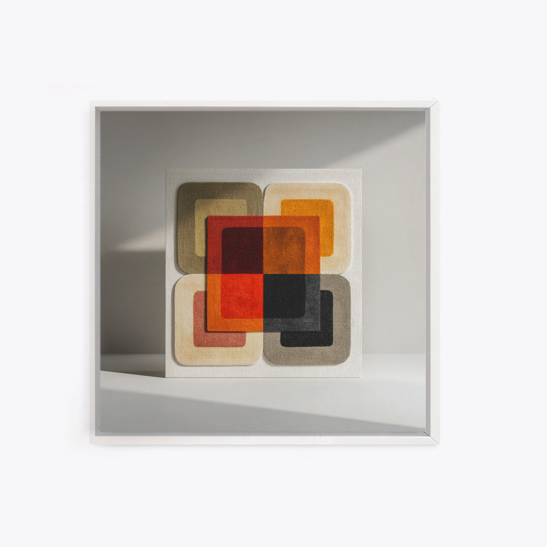 Bold Mid Century Geometric Forms Framed Canvas Print, Above Sofa Art, Living Room Wall Art, Living Room Decor, Abstract Art, ASA-1x1-52
