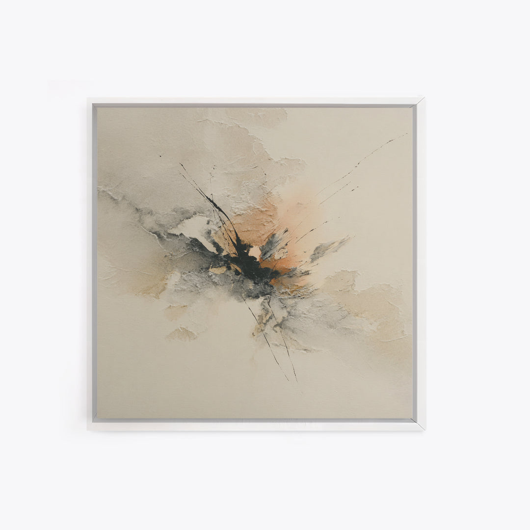 Minimal Black Ink Composition Framed Canvas Print, Above Sofa Art, Living Room Decor, Fine Art, Statement 056, Set of Prints, ASA-1x1-56