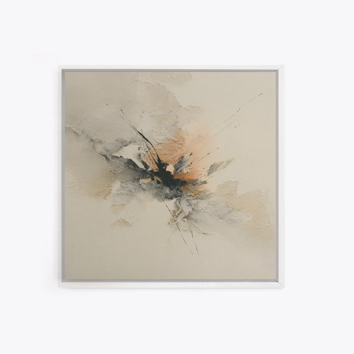 Minimal Black Ink Composition Framed Canvas Print, Above Sofa Art, Living Room Decor, Fine Art, Statement 056, Set of Prints, ASA-1x1-56