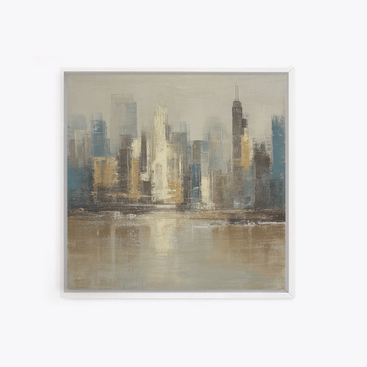 Quiet City Skyline Reduced to Elegant Shapes Canvas Print, Above Sofa Art, Bedroom Wall Art, Living Room Decor, Statement, ASA-1x1-70