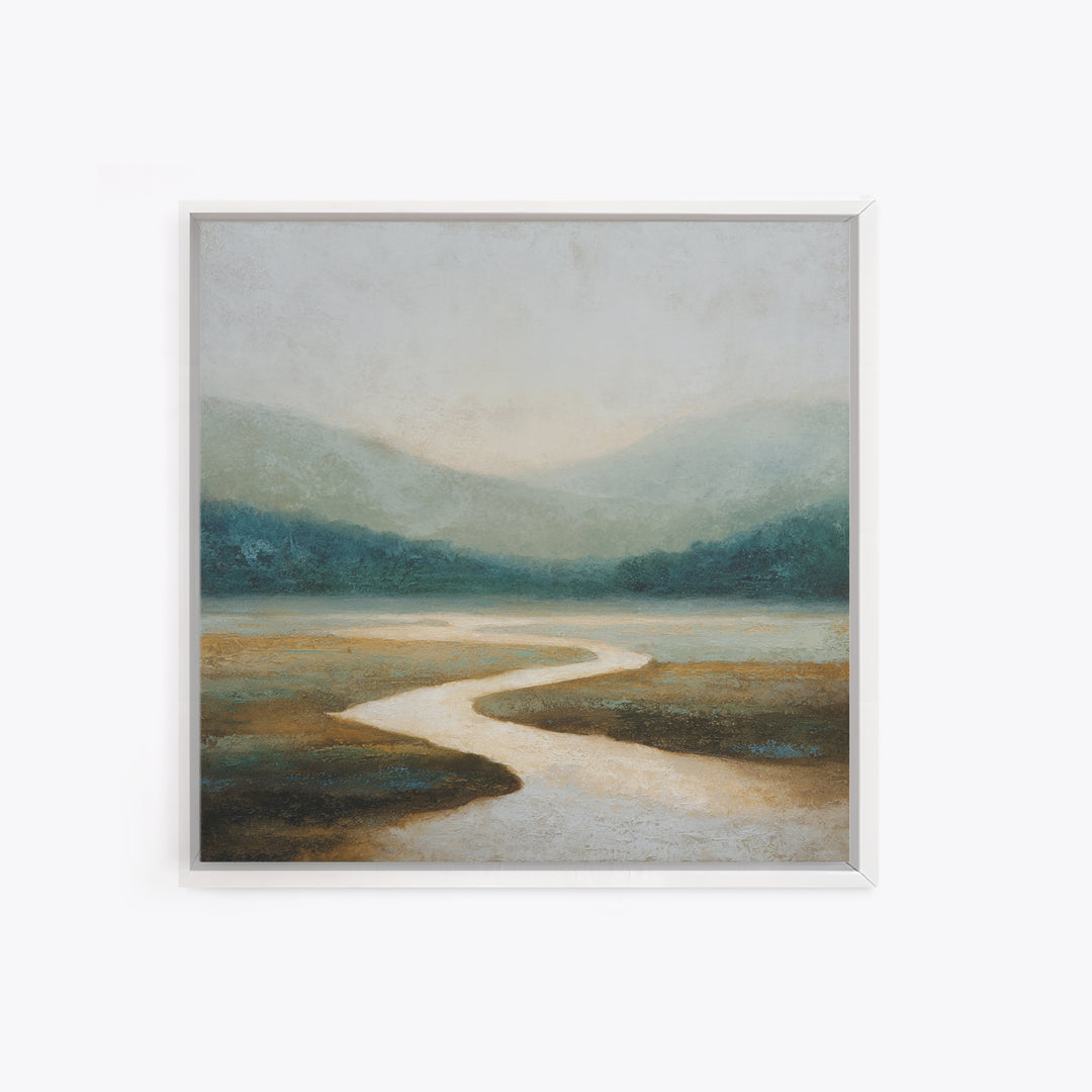 Abstract River Bends Framed Canvas Print, Above Sofa Art, Japandi Wall Art, Living Room Decor, Abstract Art, Statement, ASA-1x1-71