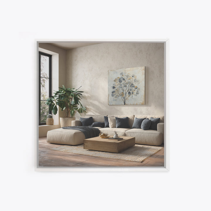 Large Modern Organic Shapes Framed Canvas Print, Above Sofa Art, Coastal Decor, Living Room Decor, Abstract Art, Statement, ASA-1x1-74