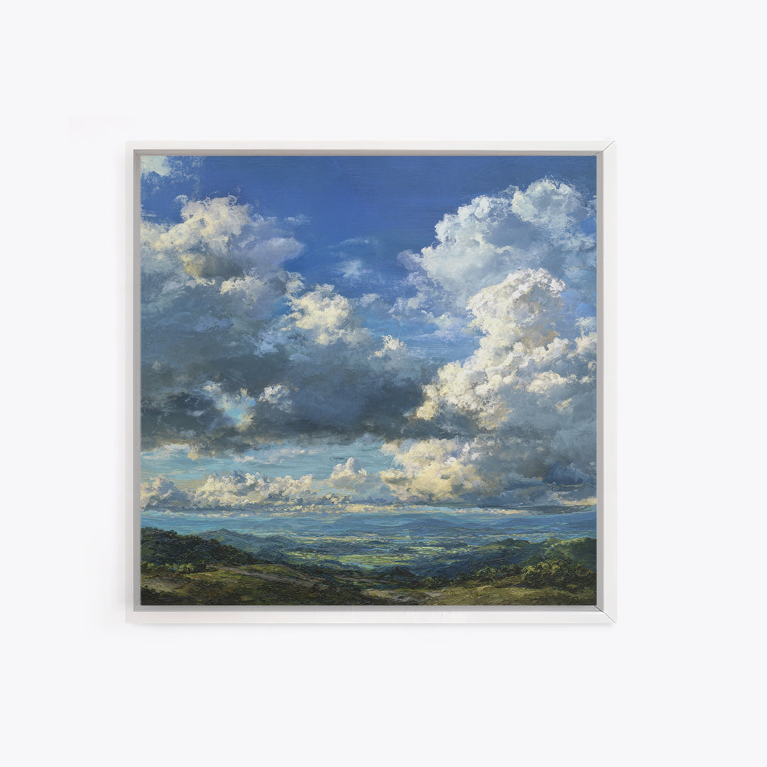 Dramatic Cloudscape over a Distant Valley Canvas Print, Above Sofa Art, Modern Decor, Living Room Decor, Fine Art, Statement, ASA-1x1-77