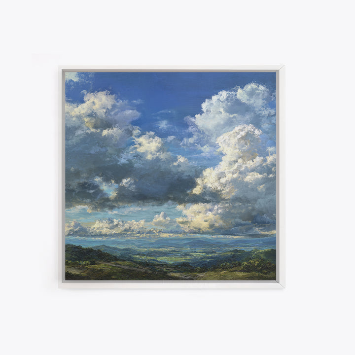 Dramatic Cloudscape over a Distant Valley Canvas Print, Above Sofa Art, Modern Decor, Living Room Decor, Fine Art, Statement, ASA-1x1-77