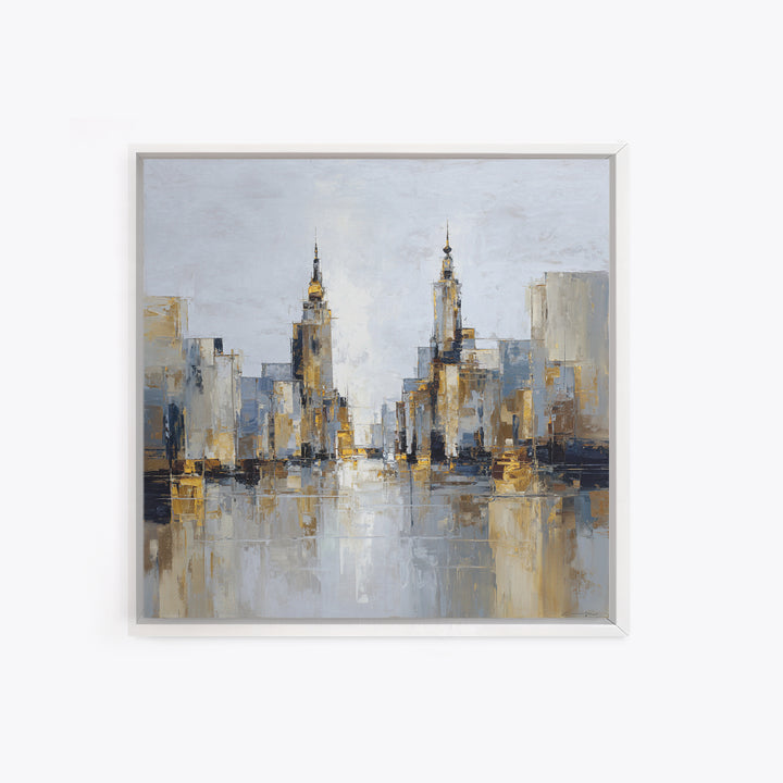 Quiet City Skyline Reduced to Elegant Shapes Canvas Print, Above Sofa Art, Floral Wall Art, Living Room Decor, Abstract Art, ASA-1x1-94
