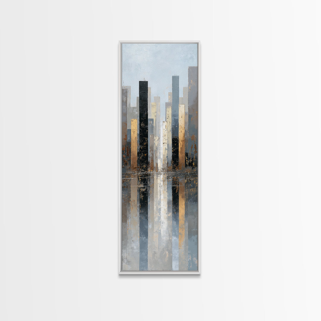 Quiet City Skyline Reduced to Elegant Shapes Canvas Print, Above Sofa Art, Wall Art Print, Living Room Decor, Abstract Art, ASA-1x3-10