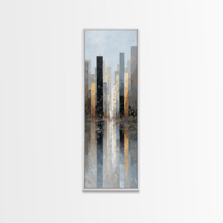 Quiet City Skyline Reduced to Elegant Shapes Canvas Print, Above Sofa Art, Wall Art Print, Living Room Decor, Abstract Art, ASA-1x3-10